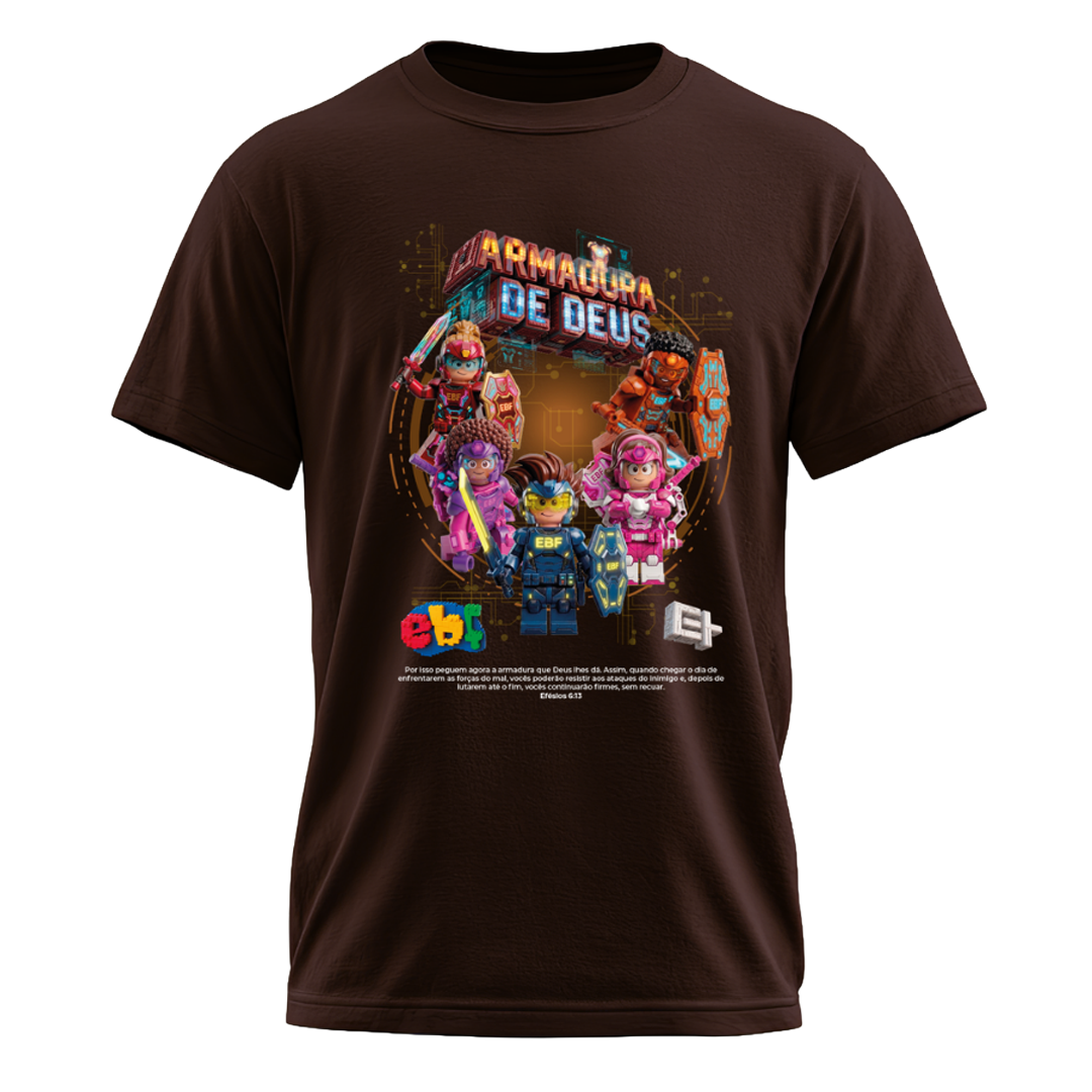 Camiseta oficial EBF 2026, tema Armadura de Deus